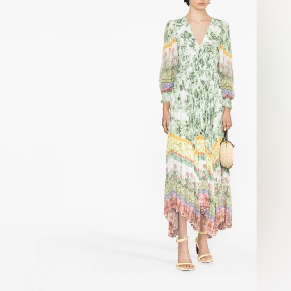 ALICE + OLIVIA | Sion Sunburst Pleated Maxi Dress NWT size 8